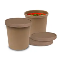 GENERICO - Pote Contenedor Kraft 12oz Con Tapa Cartón 100u