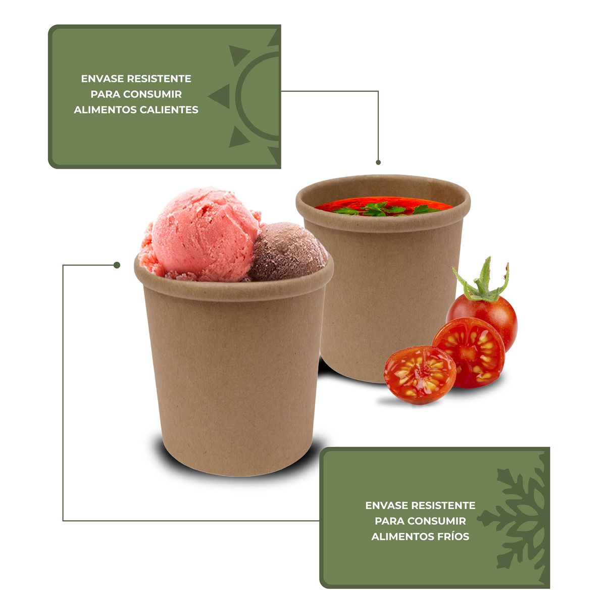 GENERICO - Pote Contenedor Kraft 12oz Con Tapa Cartón 100u