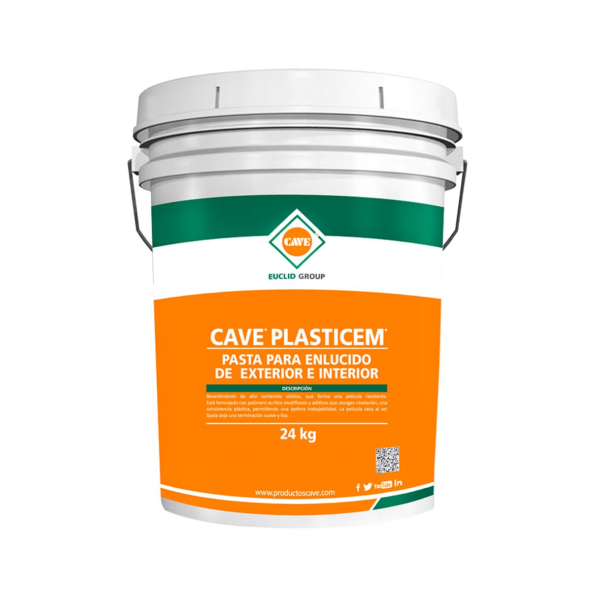 CAVE - CAVE PLASTICEM - Enlucido para exterior e interior, Balde 24 kg