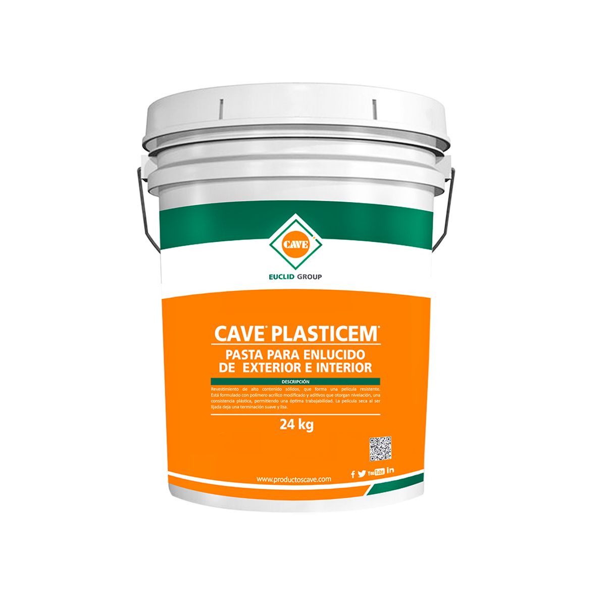CAVE - CAVE PLASTICEM - Enlucido para exterior e interior, Balde 24 kg