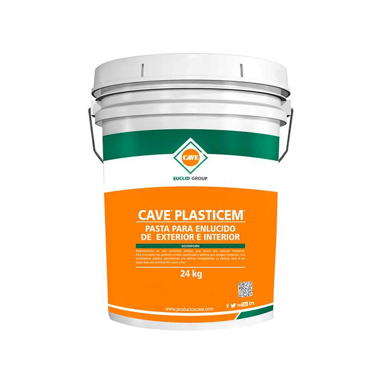 CAVE - CAVE PLASTICEM - Enlucido para exterior e interior, Balde 24 kg