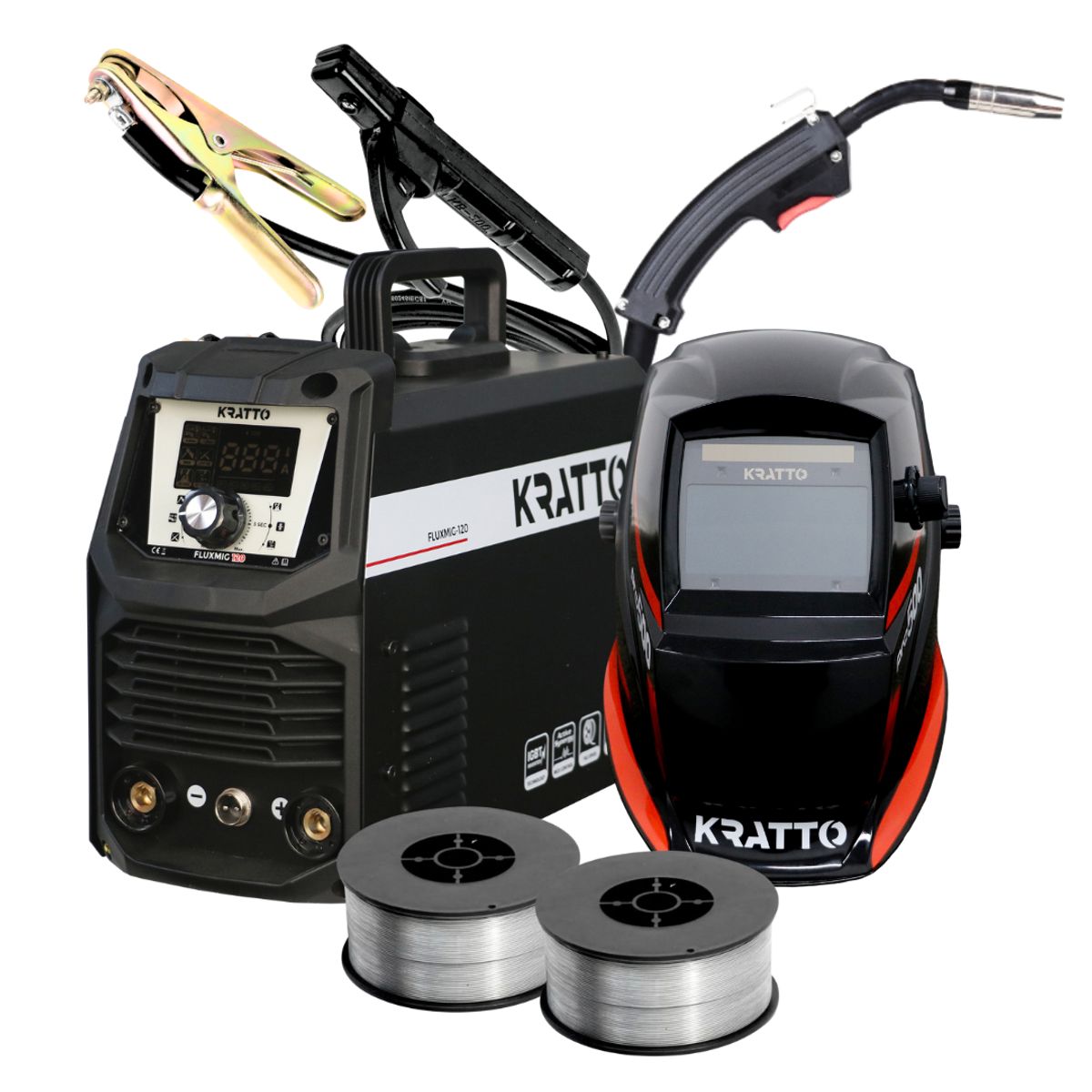 KRATTO - KRATTO #4: Soldadora FLUX MIG-120 4 EN 1 [20-120A] + Mascara+FLUX 2kg
