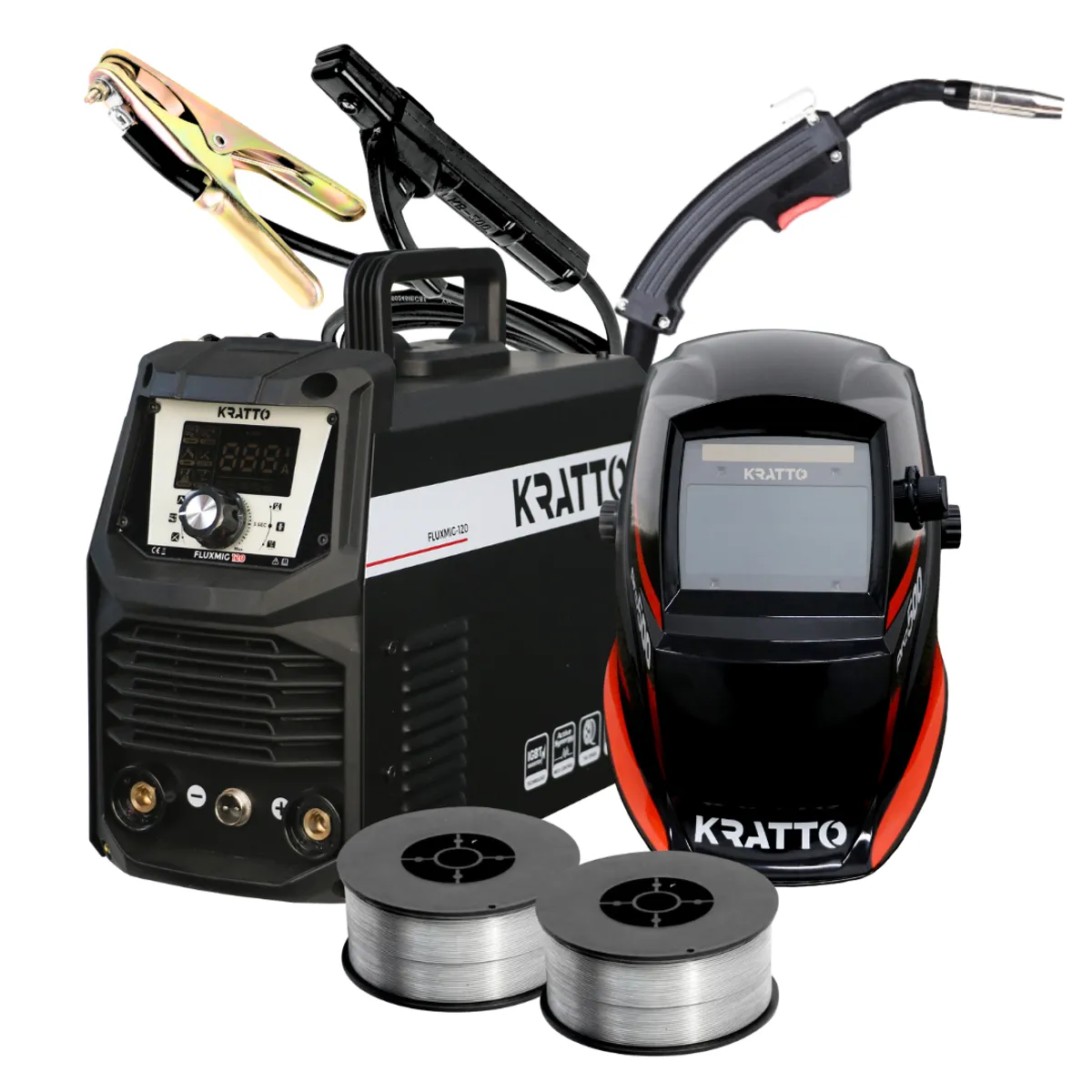 KRATTO - KRATTO #4: Soldadora FLUX MIG-120 4 EN 1 [20-120A] + Mascara+FLUX 2kg