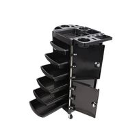 Carro Ayudante Peluqueria 6 Gavetas Con Cerraduras Negro