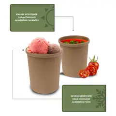 GENERICO - Pote Contenedor Kraft 16oz Tapa Plástico 100u