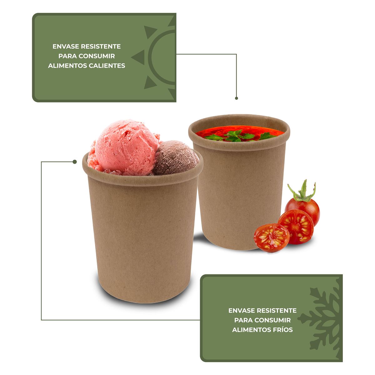 GENERICO - Pote Contenedor Kraft 16oz Tapa Plástico 100u