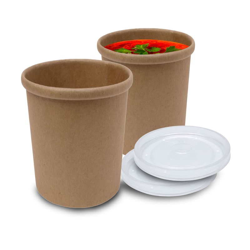 GENERICO - Pote Contenedor Kraft 16oz Con Tapa Plástico 30u
