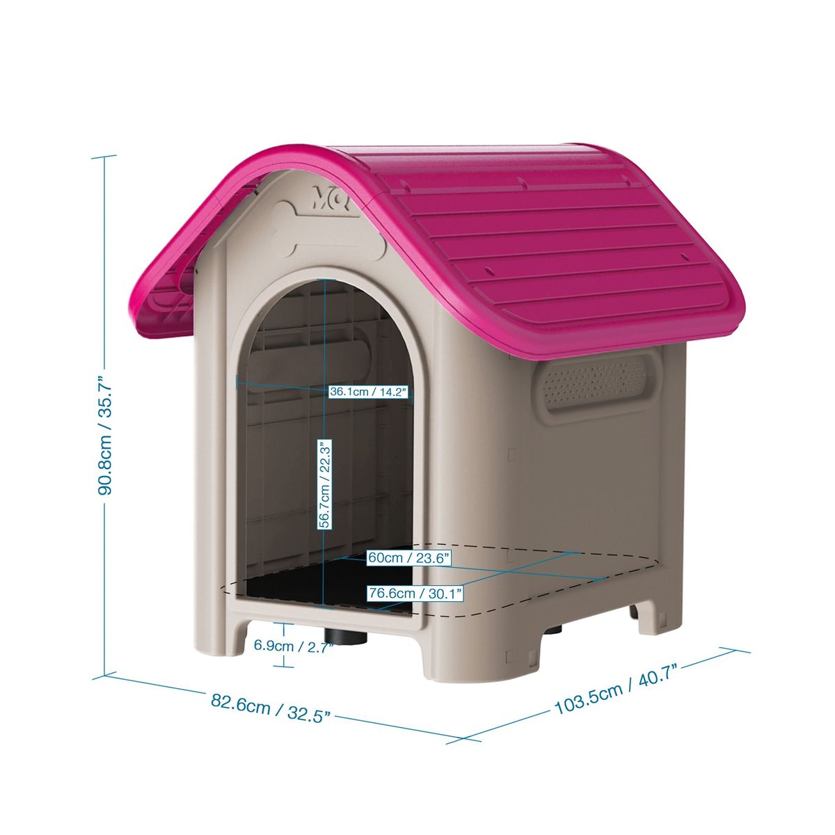 QRUBBER - Casa Mascotas Perro Raza Grande Fucsia MQ QRubber