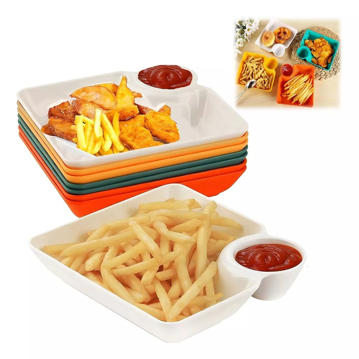 TNAKIEX - Platos De Postre Reutilizables Para Patatas Fritas 8 Piezas