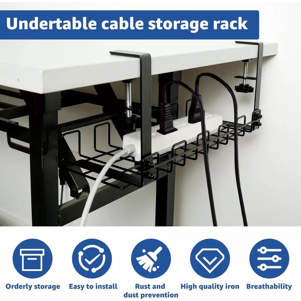KUANGYE - Organizadores De Cables De Escritorio De Metal