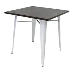 GENERICO - Mesa Tolix 60x60x75 cm Base Madera Oscura- Blanca