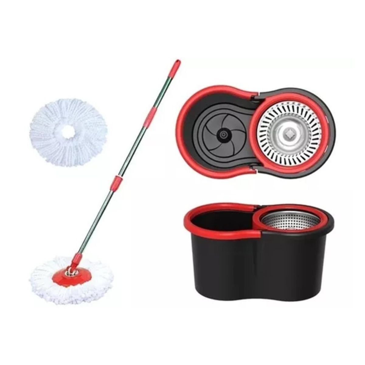 TODODESCUENTO - Mopa Giratoria Spin 360° Acero Inoxidable + 1 Mopa Repuesto