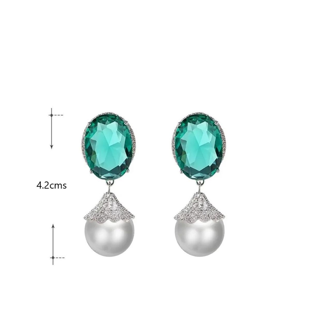 VANE COLLECTION - Aros para mujer pegados colgante fino baño de rodio circones y perla