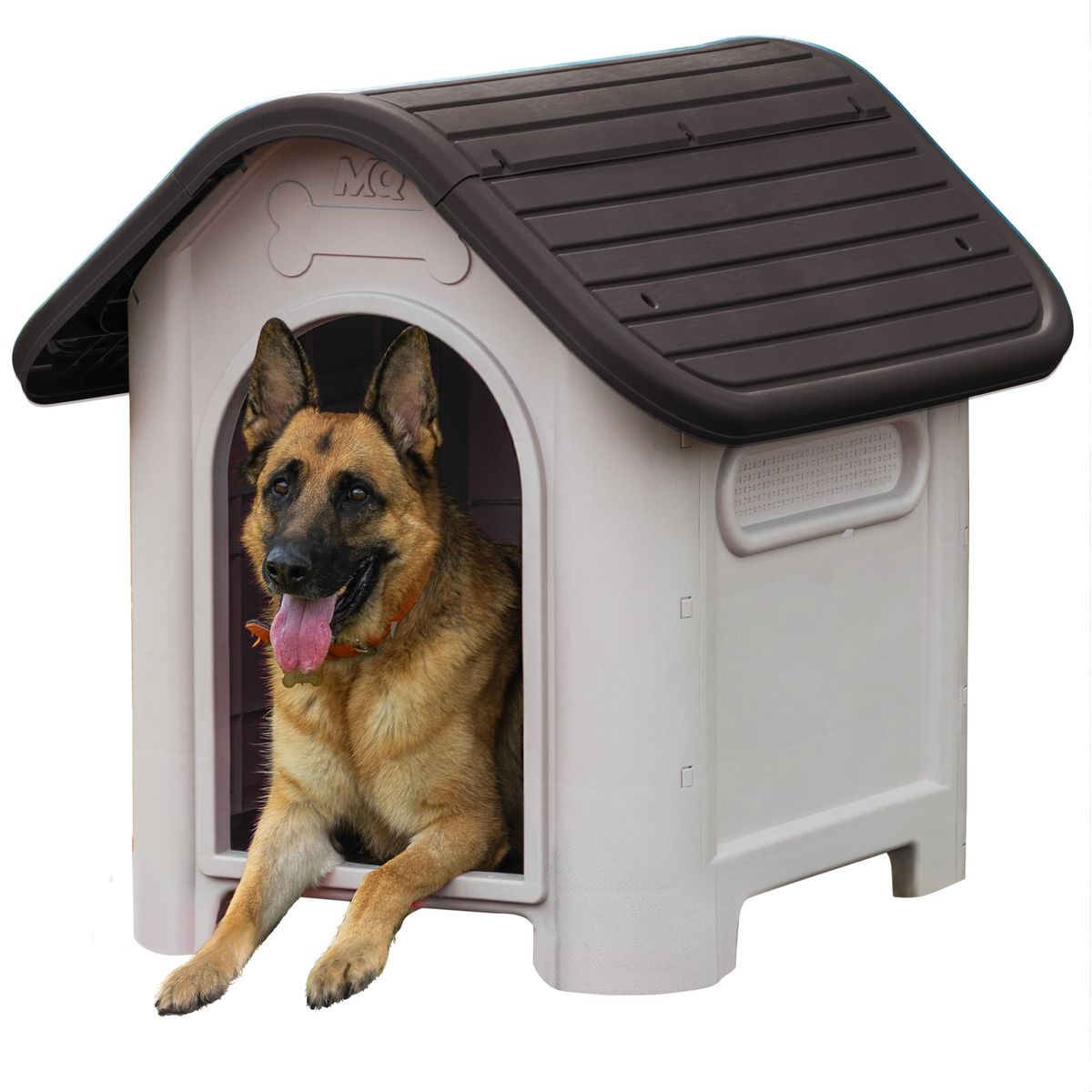 QRUBBER - Casa Mascotas Perro Raza Grande Café Oscuro MQ QRubber