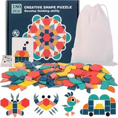 GENERICO - 180 Piezas Tangrams De Madera Para Niños Educación Infantil