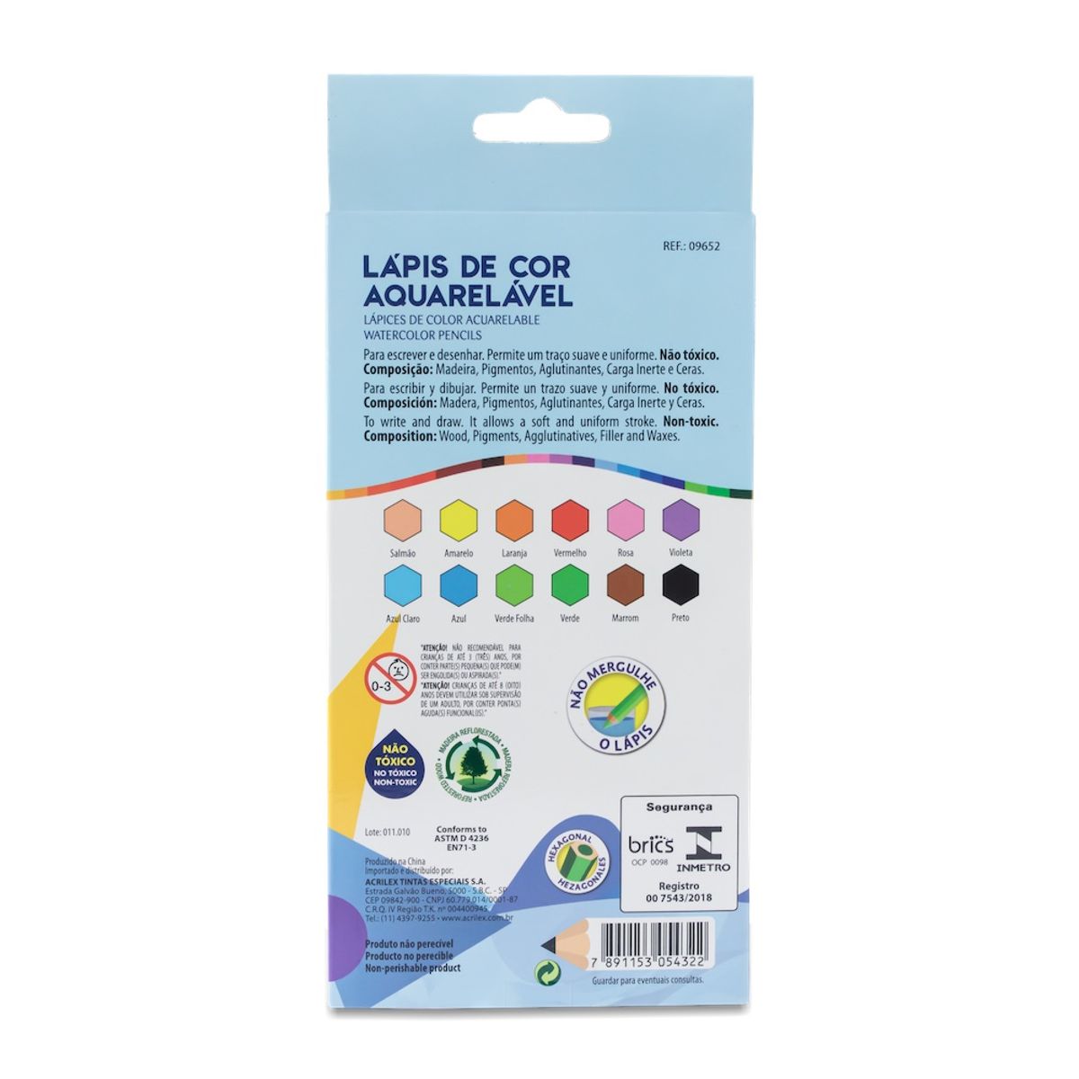 GENERICO - Acrilex Lapices De Colores Acuarelables 12 Colores + Pincel