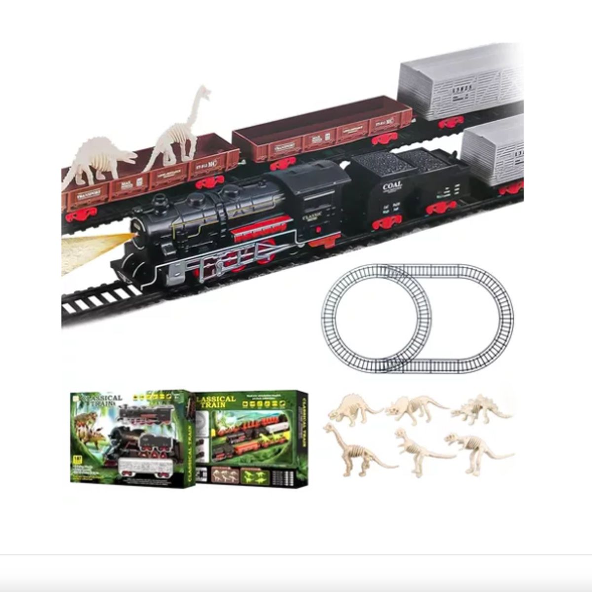 GENERICO - Juguete Tren Y Dinosaurio Electrico 32 Pcs Vagones Rieles