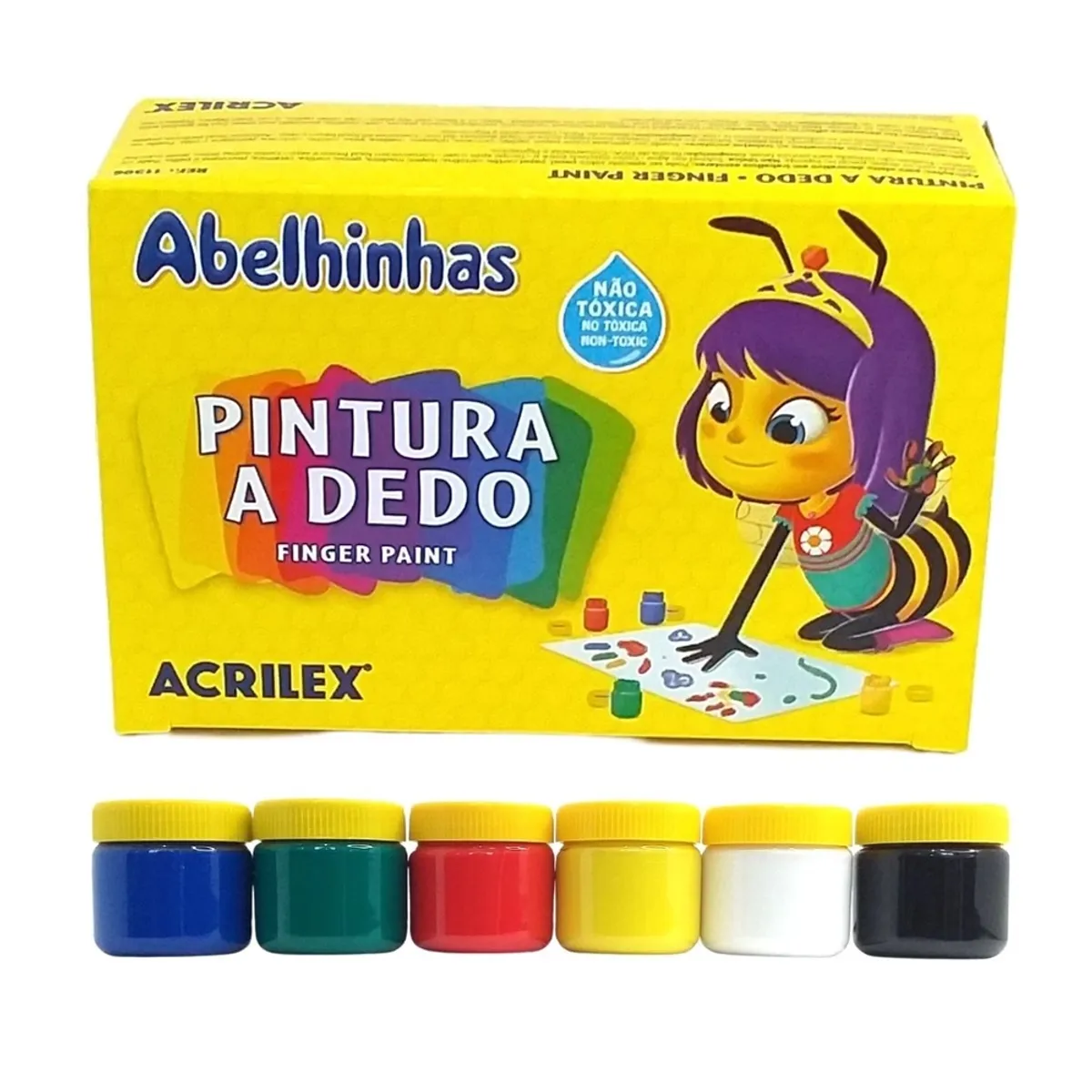 GENERICO - Tempera Pintura A Dedo 6 Colores - 30ml Cada Color - Acrilex