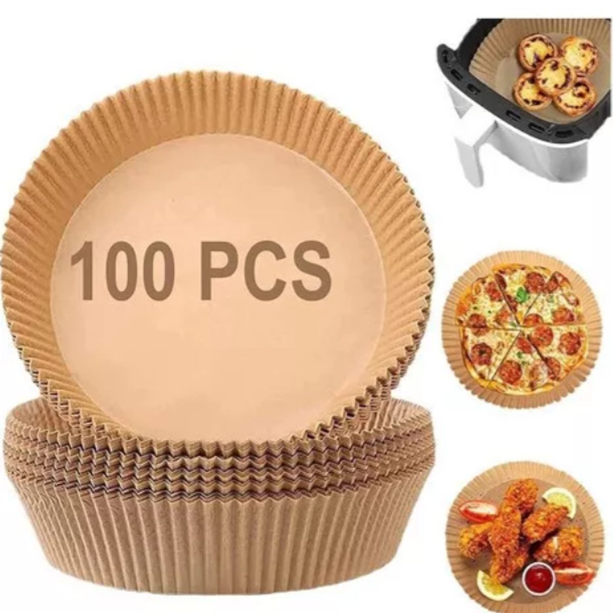 GENERICO - 100 Forros Desechables para Hornear Antiadherentes de Freidora de Aire