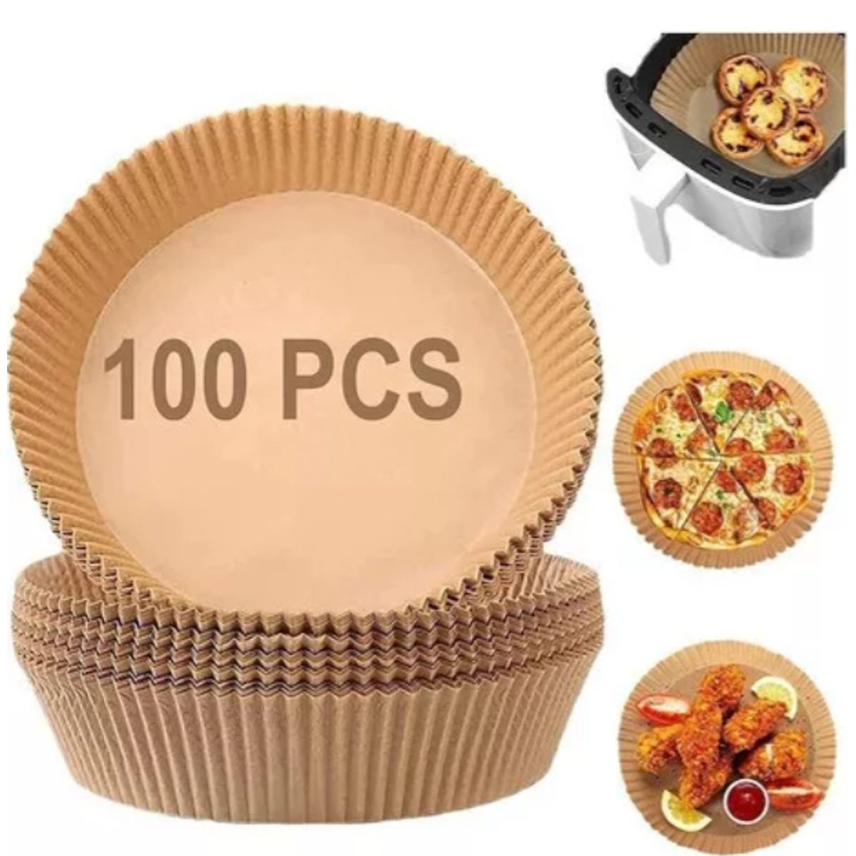 GENERICO - 100 Forros Desechables para Hornear Antiadherentes de Freidora de Aire