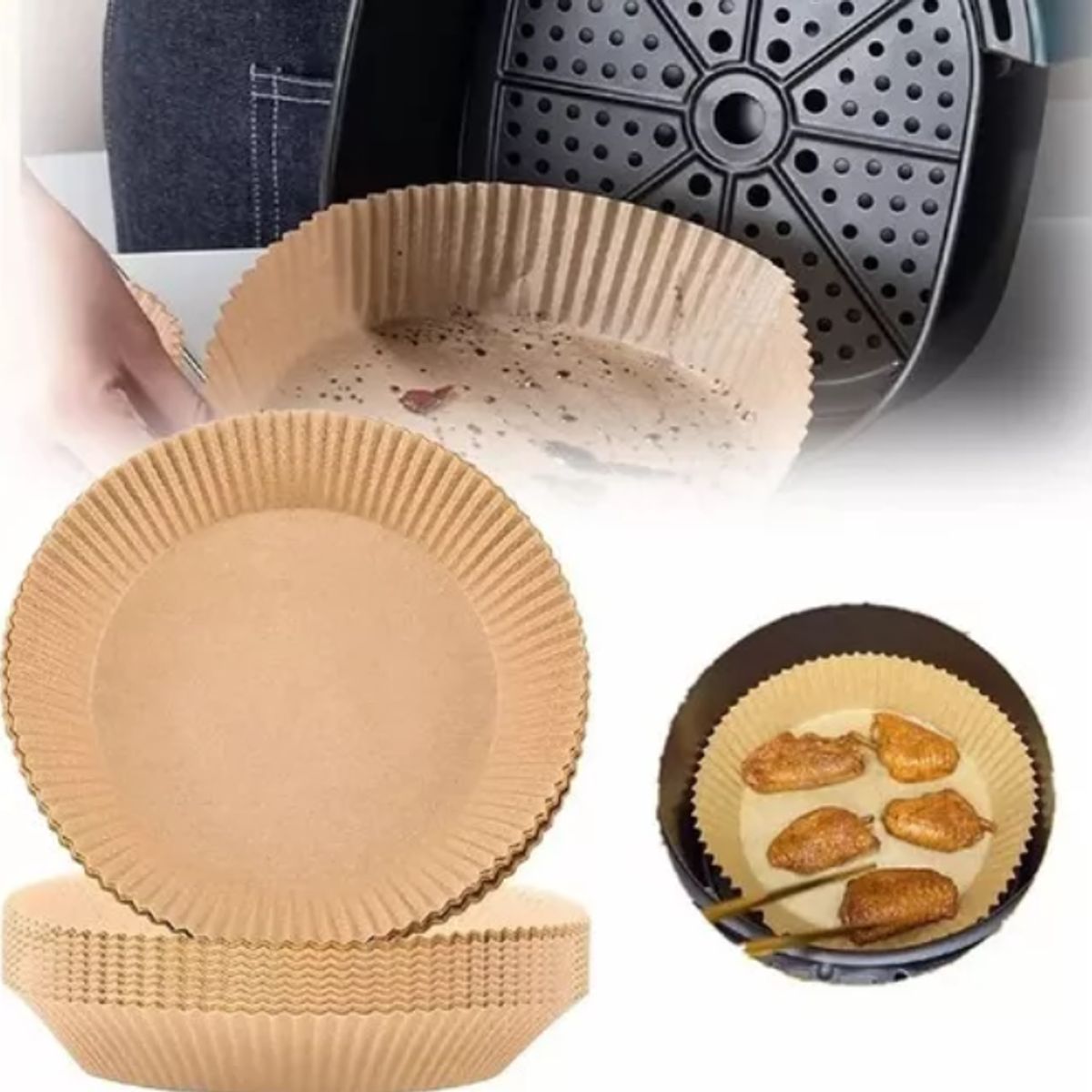 GENERICO - 100 Forros Desechables para Hornear Antiadherentes de Freidora de Aire