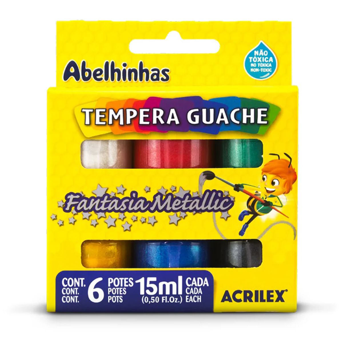 GENERICO - Tempera Metalica 6 Colores - 15ml Cada Color - Acrilex