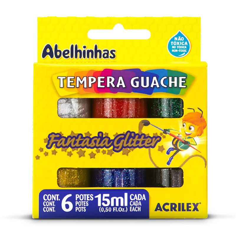 GENERICO - Tempera Glitter 6 Colores - 15ml Cada Color - Acrilex