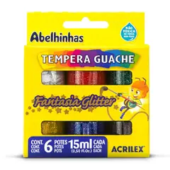 GENERICO - Tempera Glitter 6 Colores - 15ml Cada Color - Acrilex