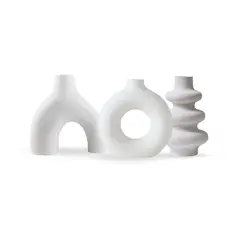 SANTU HOME & DECO - Set 3 Floreros Cerámica Nórdicos