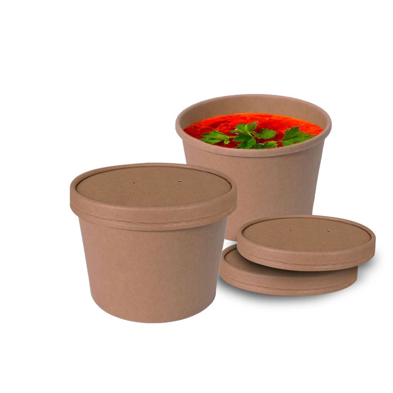 GENERICO - Pote Contenedor Kraft 20oz Con Tapa Cartón 10u
