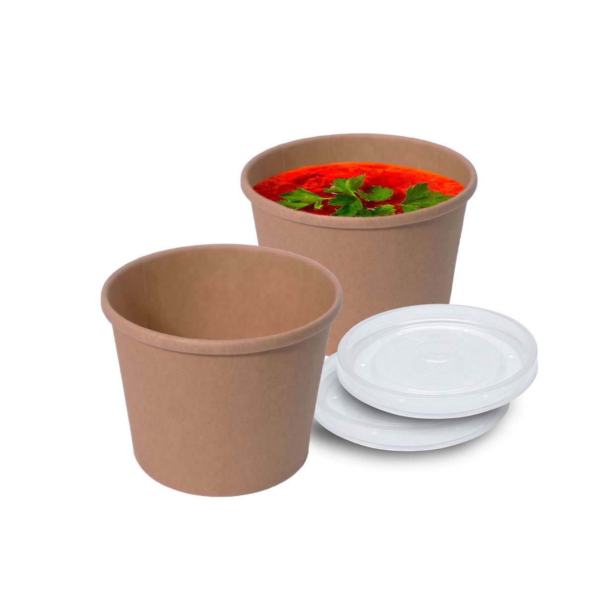 GENERICO - Pote Contenedor Kraft 20oz Con Tapa Plástico 30u