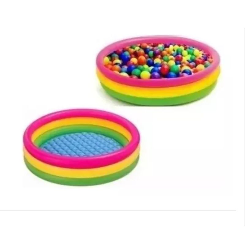 GENERICO - Piscina Redonda Acolchada Inflable Bebe 60cm + 100 Pelotas