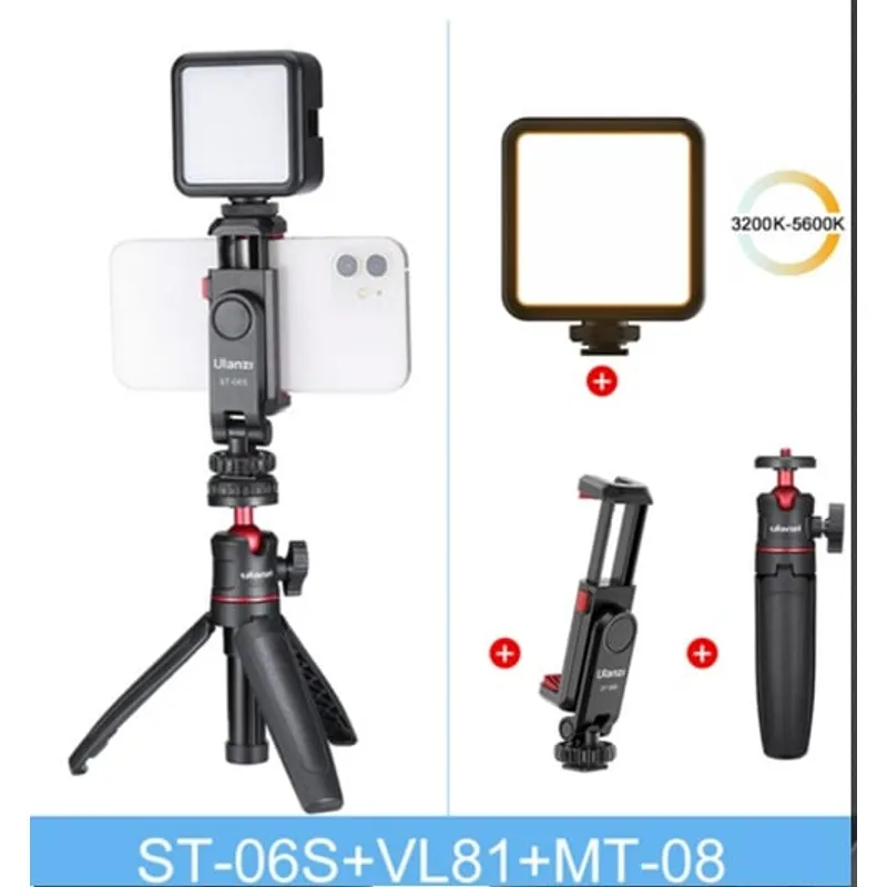 ULANZI - KIT ULANZI MINI TRIPODE + ADAPTADOR CELULAR + FOCO LED