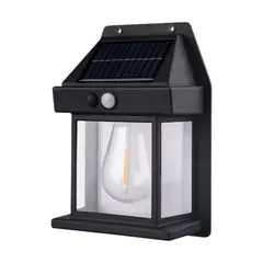 IMPORTCLICK - Farol Foco Solar Pared Sensor Movimiento 32 V Luz Cálida Negro - Negro