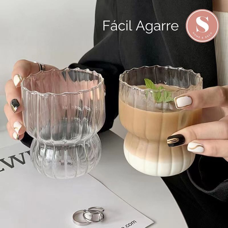 SANTU HOME & DECO - Vaso Ancho Líneas Vertical 315ml