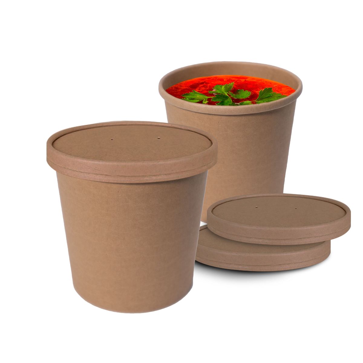 GENERICO - Pote Contenedor Kraft 32oz Con Tapa Cartón 30u