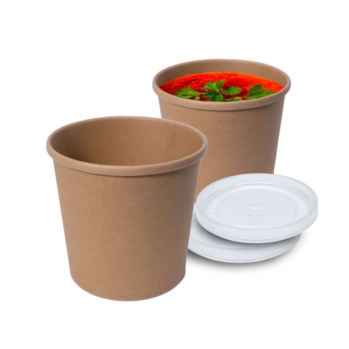 GENERICO - Pote Contenedor Kraft 32oz Con Tapa Plástico 10u
