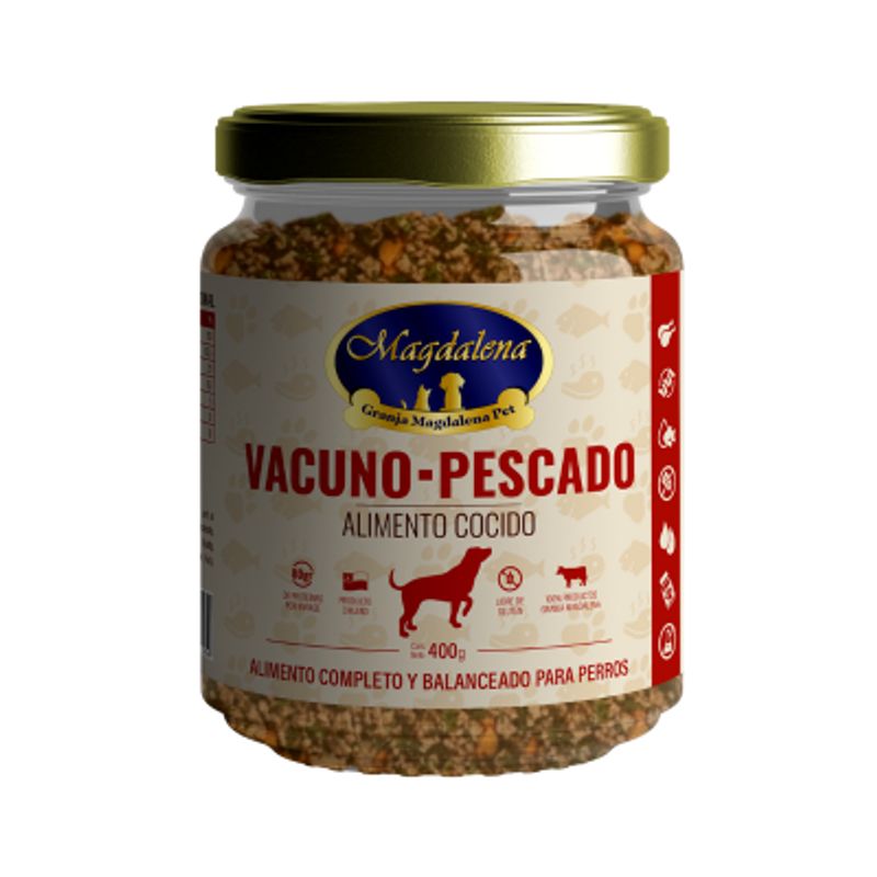 GRANJA MAGDALENA - Alimento Completo Cocido Vacuno - Pescado para perros 400 gr