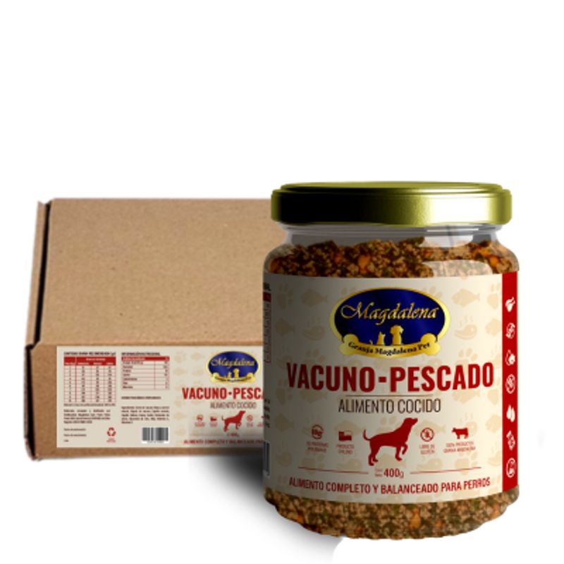 GRANJA MAGDALENA - 6 Pack Alimento Completo Cocido Vacuno Pescado 400 grs