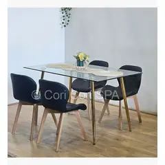 CORI CORI - Comedor Rubi Gold 130x80cms + 4 Sillas Mariposa Wood Negro