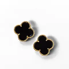 AMBAR - Aros Clovers Onix Trébol Dorado