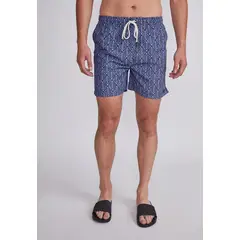 SIOUX - Traje De Baño Hombre Azul Hojas Con Bolsitas