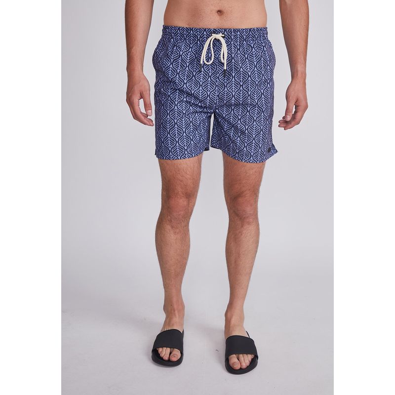 SIOUX - Traje De Baño Hombre Azul Hojas Con Bolsitas Sioux
