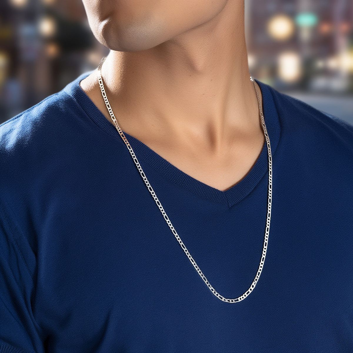 JOYAS MYTOKE - Cadena Figaro 70cm Larga Plata Fina 925 Hombre Juvenil