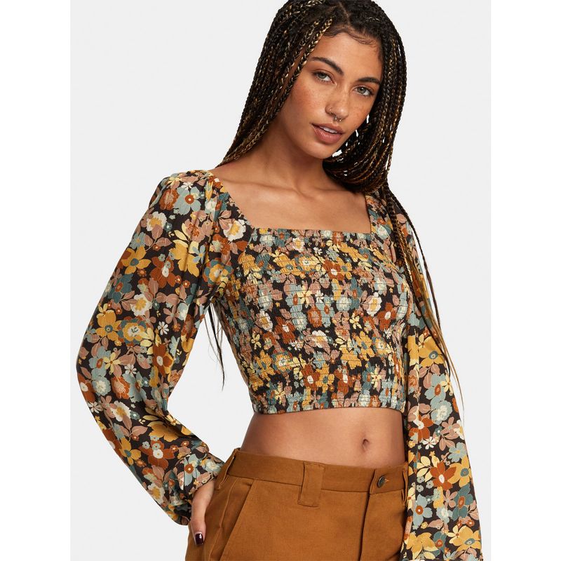 RVCA - Blusa Manga Corta Mujer Saint Top Flower Café RVCA