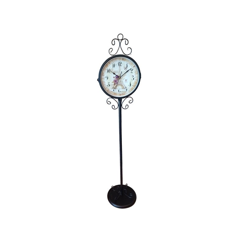 GENERICO - RELOJ DE PIE DOBLE CARA METAL VINTAGE NEGRO