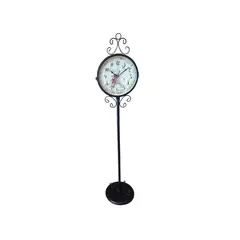GENERICO - RELOJ DE PIE DOBLE CARA METAL VINTAGE NEGRO