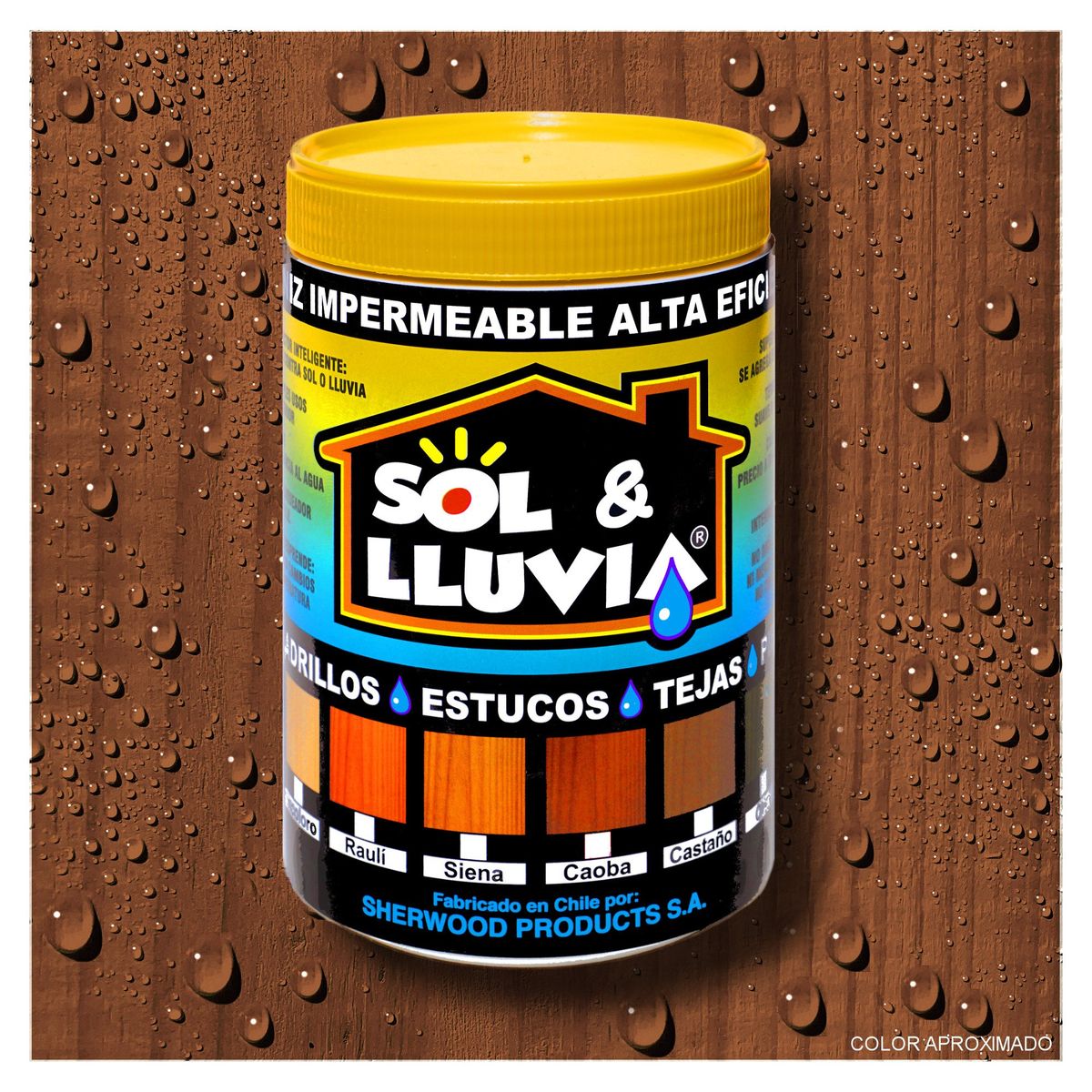 SOL Y LLUVIA - BARNIZ PARA MADERA EXTERIOR IMPERMEABLE SOL Y LLUVIA® CASTAÑO 1-4 GAL