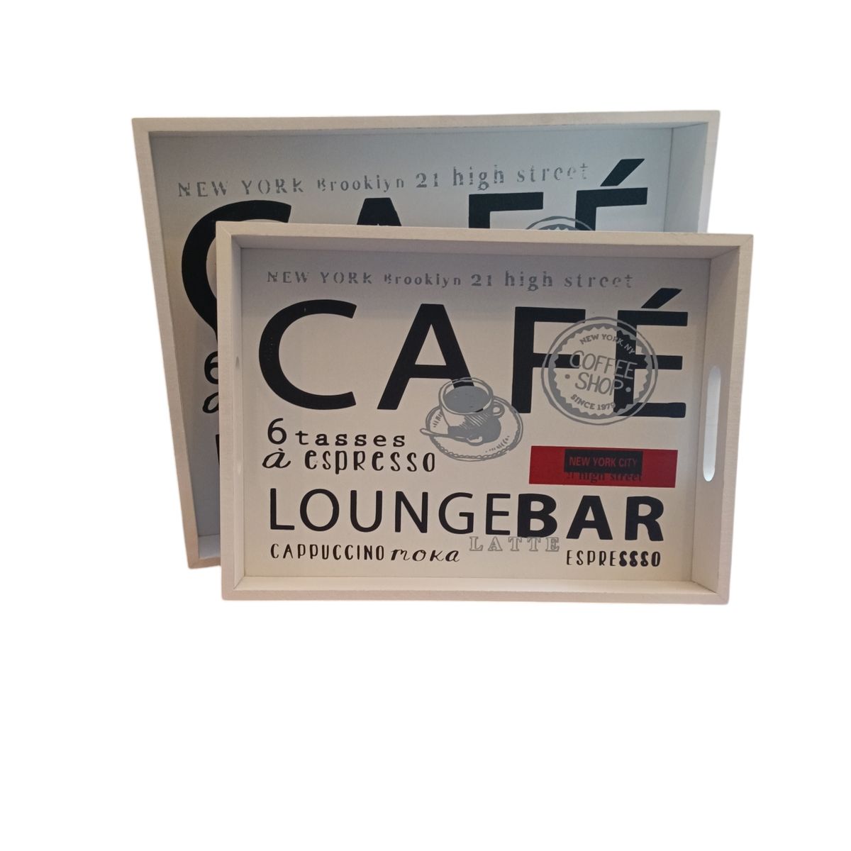 GENERICO - SET BANDEJAS DE MADERA 2 BLANCO