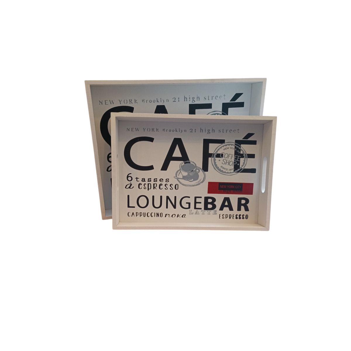 GENERICO - SET BANDEJAS DE MADERA 2 BLANCO